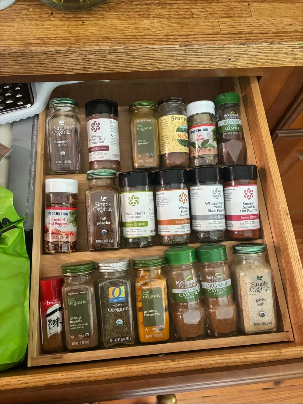 Bamboo Tiered Drawer Spice Rack - Natural